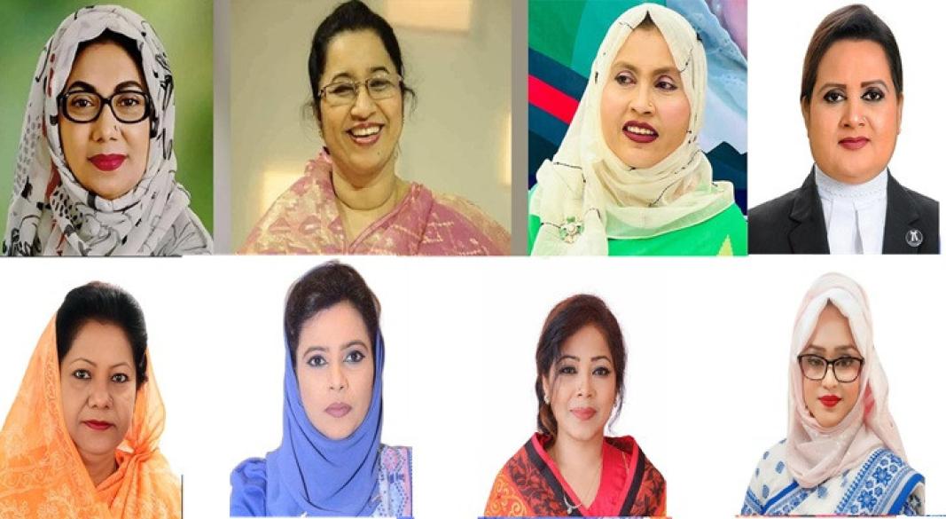 আফরোজা আব্বাস, নিলোফার চৌধুরী মনি, হেলেন জেরিন খান (ওপরে) রেহেনা আক্তার রানু, আরিফা সুলতানা রুমা, নাদিয়া পাঠান পাপন, বীথিকা বিনতে হোসাইন ও এলিজা শারমিন মুন্নী (নিচে)