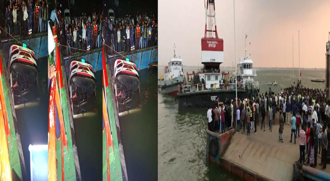 ডুবে যাওয়া যাত্রীবাহী বাস উদ্ধার অভিযান চলছে