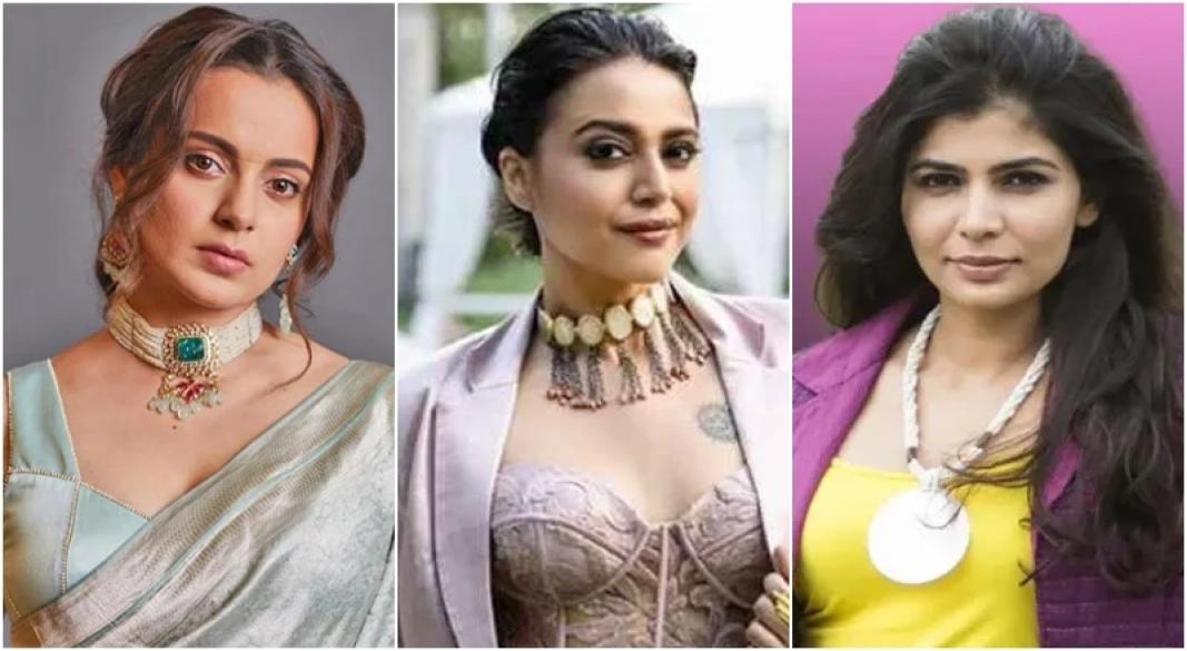 কঙ্গনা রনৌত, স্বরা ভাস্কর ও চিন্ময়ী শ্রিপাদা। ছবি: কোলাজ